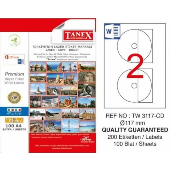 Tanex Lazer Etiket CD TW-3117 - 117 mm